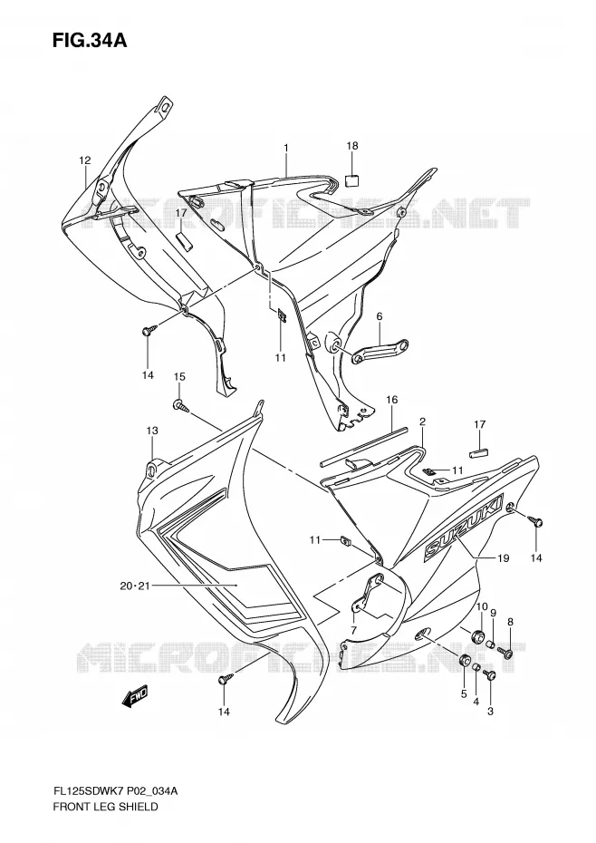 CARENAGE AVANT (MODEL K9) Suzuki SCOOTER 125 FL 2007  FL125SDWK7(P2)