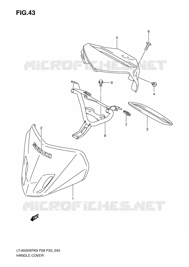 CARENAGE DE GUIDON (MODEL K9) Suzuki QUAD 500 KINGQUAD 2010  LT-A500XPZL0(P28/P33)