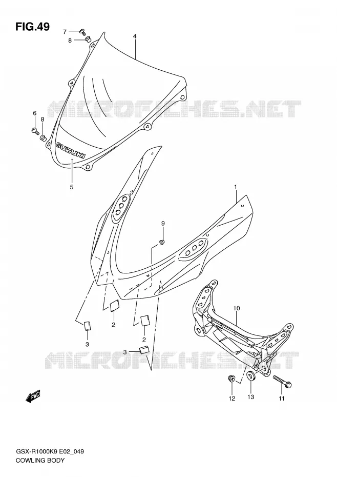 CARENAGES - ETIQUETTES Suzuki MOTO 1000 GSX-R 2010  GSX-R1000ZL0(E2)