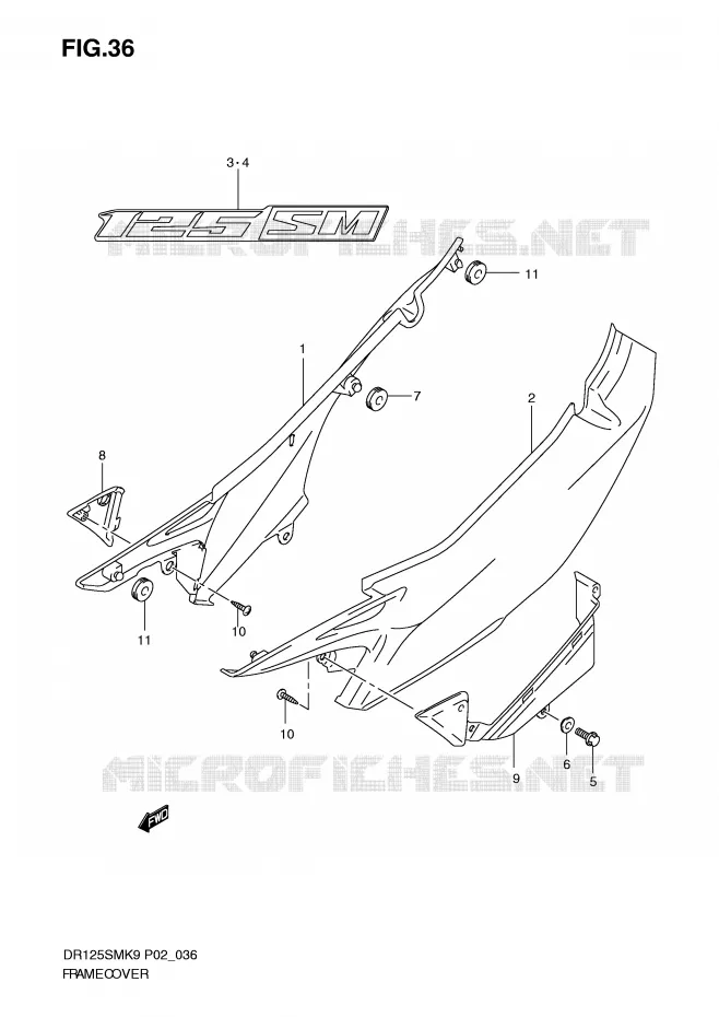 CARENAGES ARRIERE Suzuki MOTO 125 DR 2009  DR125SMK9