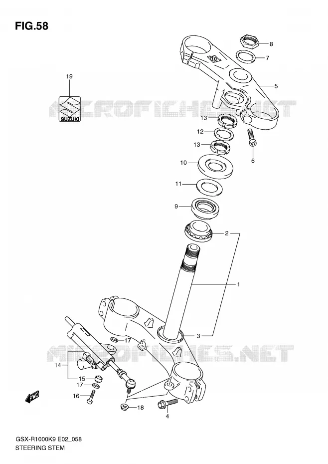 COLONNE DE DIRECTION Suzuki MOTO 1000 GSX-R 2010  GSX-R1000L0(E2)