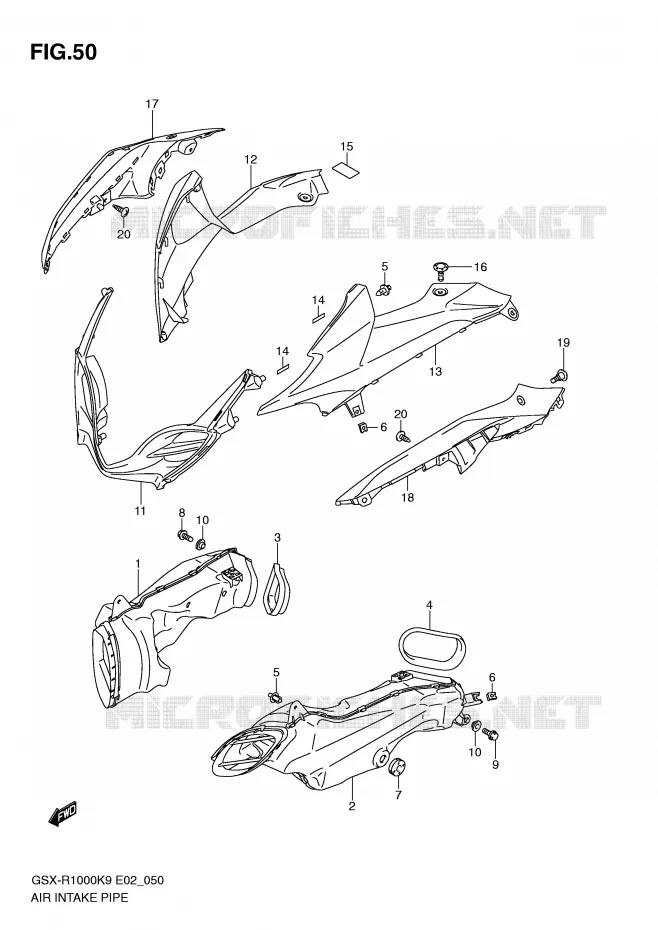 CONDUIT D'ADMISSION (MODEL K9) Suzuki MOTO 1000 GSX-R 2010  GSX-R1000L0(E2)