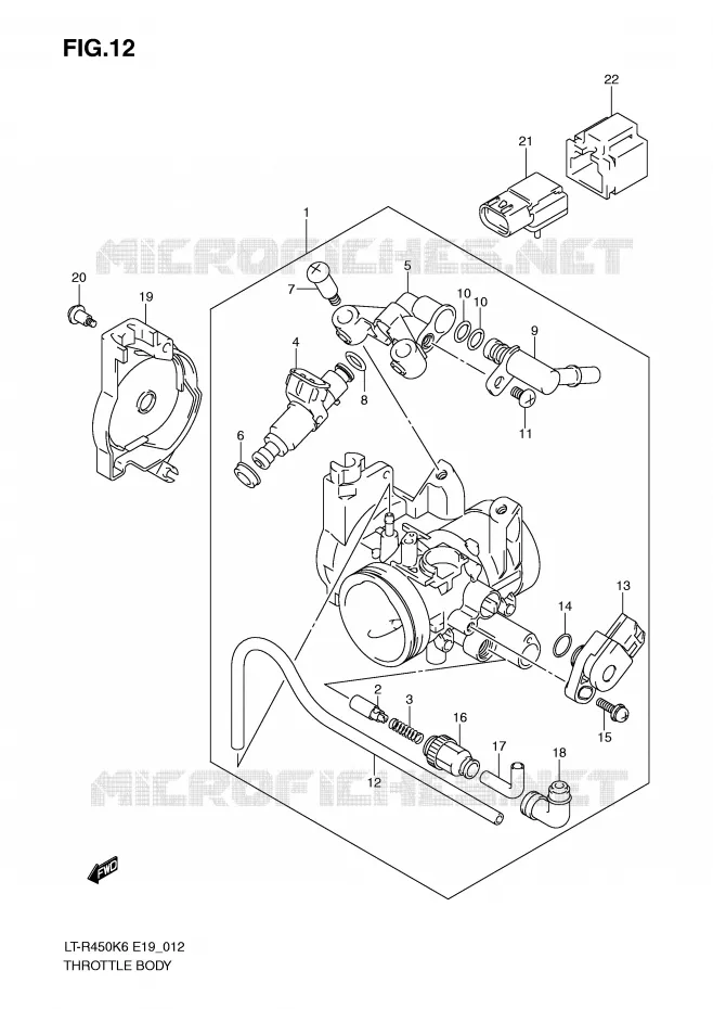 CORPS DE PAPILLON (MODEL K6/K7/K8) Suzuki QUAD 450 QUADRACER 2007  LT-R450K7(E19)
