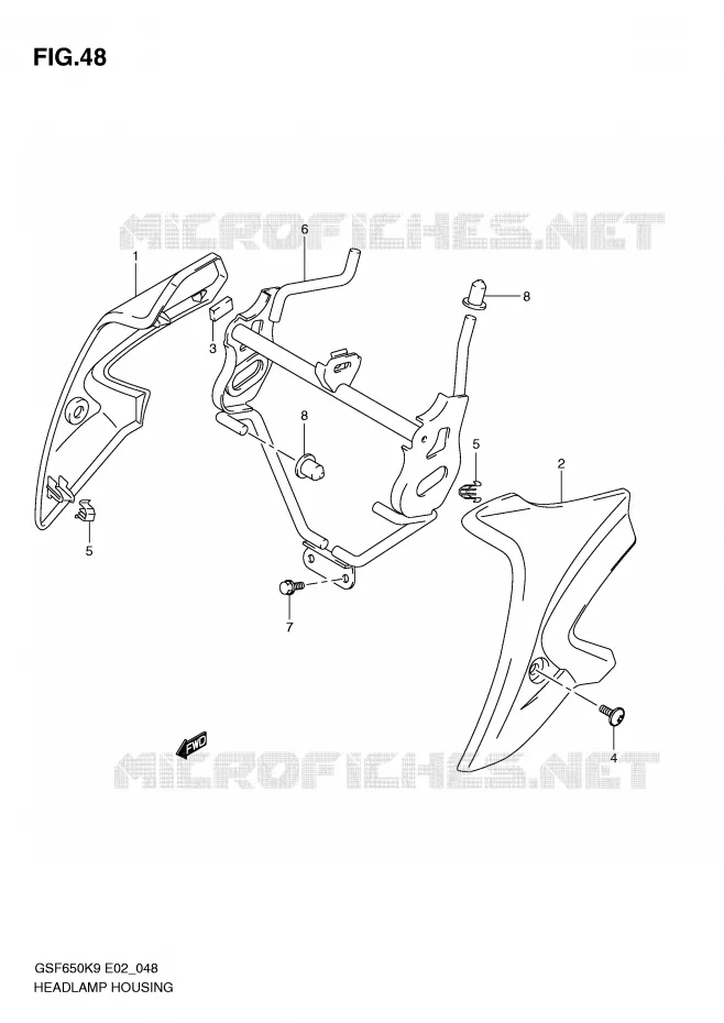 COUVERCLE DE PHARE (WITHOUT COWLING) Suzuki MOTO 650 BANDIT 2010  GSF650SUAL0(E2)