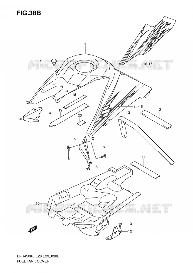 COUVRE RESERVOIR (MODEL K9) Suzuki QUAD 450 QUADRACER 2007  LT-R450K7(E28/E33)