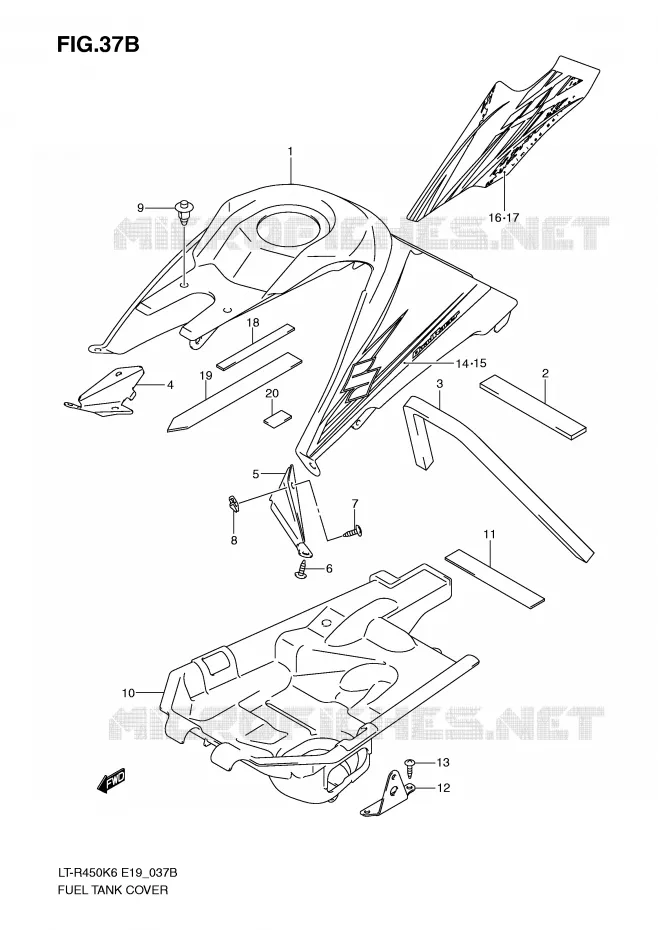 COUVRE RESERVOIR (MODEL K9) Suzuki QUAD 450 QUADRACER 2009  LT-R450K9(E19)