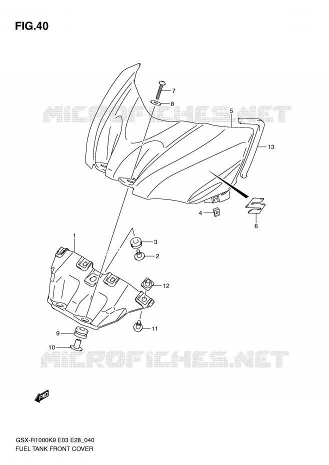 COUVRE RESERVOIR Suzuki MOTO 1000 GSX-R 2010  GSX-R1000L0(E3/E28)