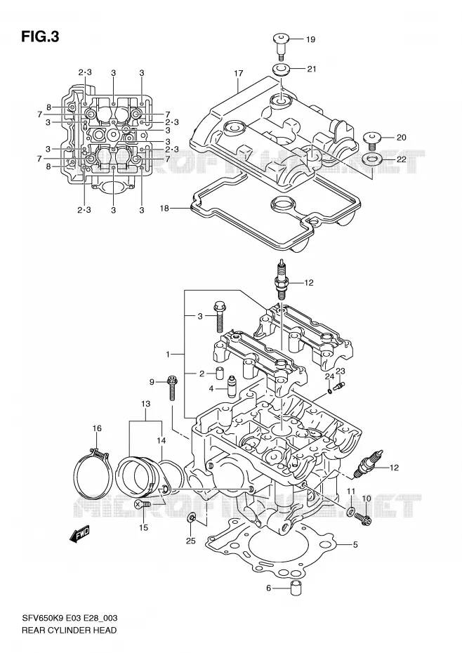 CULASSE ARRIERE Suzuki MOTO 650 GLADIUS 2010  SFV650AL0(E3/E28)