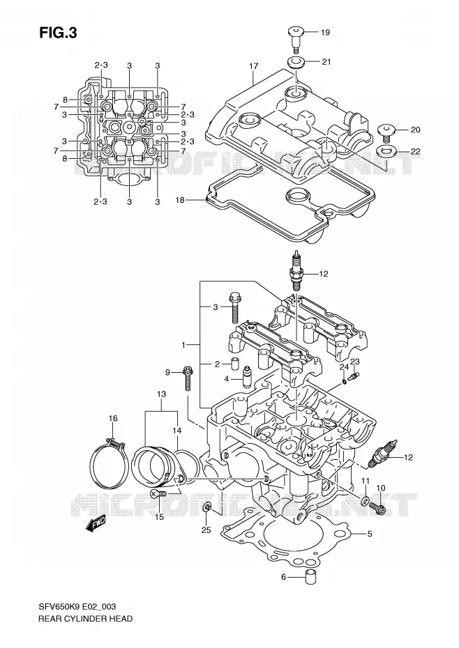 CULASSE ARRIERE Suzuki MOTO 650 GLADIUS 2010  SFV650UAL0(E2)