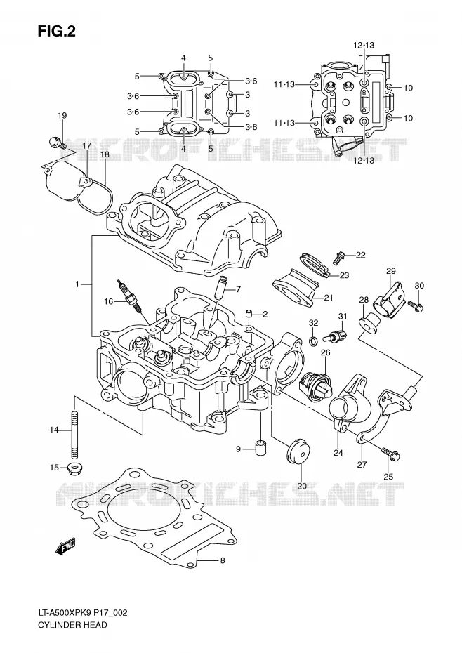 CULASSE Suzuki QUAD 500 KINGQUAD 2010  LT-A500XPL0(P17)