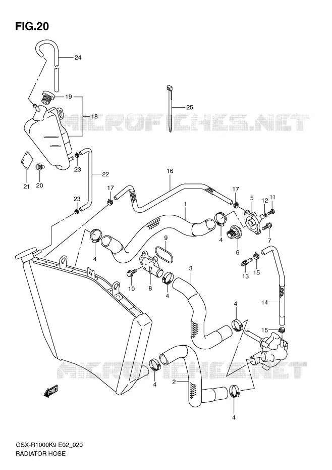 DURITE DE RADIATEUR Suzuki MOTO 1000 GSX-R 2009  GSX-R1000UFK9(E2)
