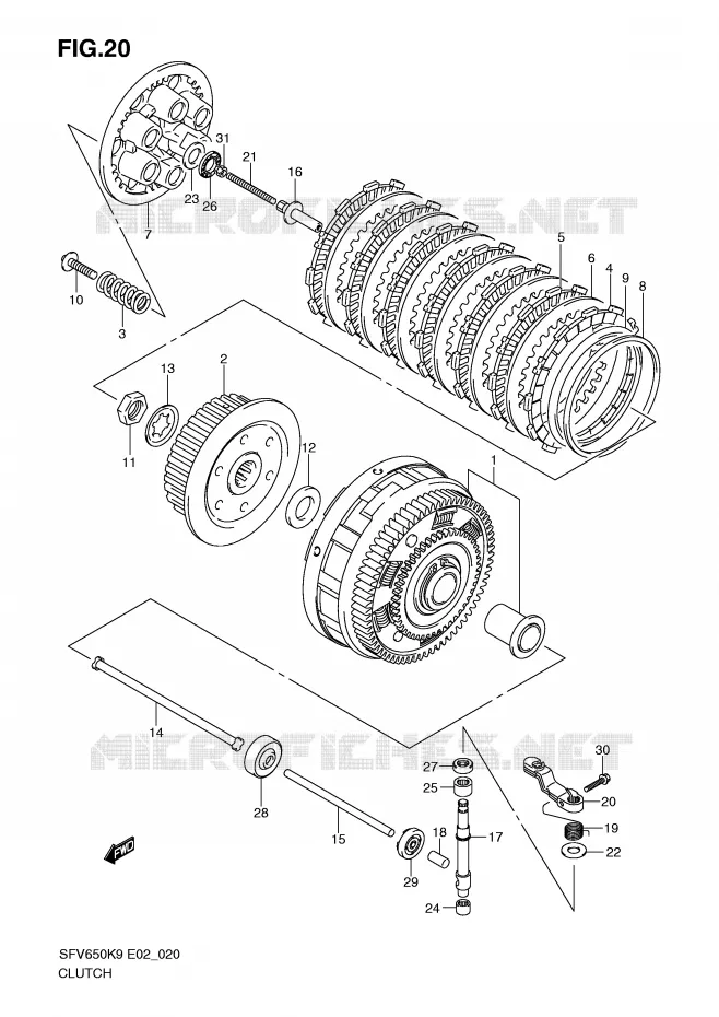 EMBRAYAGE Suzuki MOTO 650 GLADIUS 2010  SFV650AL0(E2)