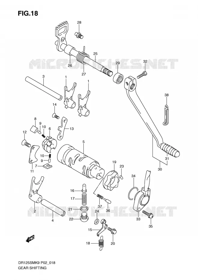 ENSEMBLE DE SELECTION DE VITESSES Suzuki MOTO 125 DR 2009  DR125SMK9