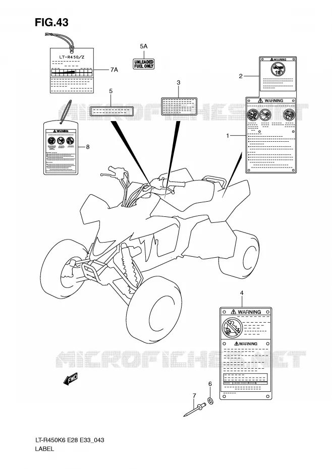 ETIQUETTE Suzuki QUAD 450 QUADRACER 2008  LT-R450K8(E28/E33)