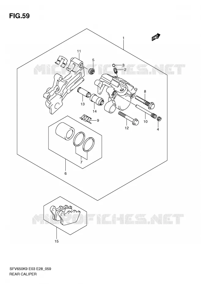 ETRIER DE FREIN ARRIERE (SFV650K9/L0) Suzuki MOTO 650 GLADIUS 2010  SFV650L0(E3/E28)