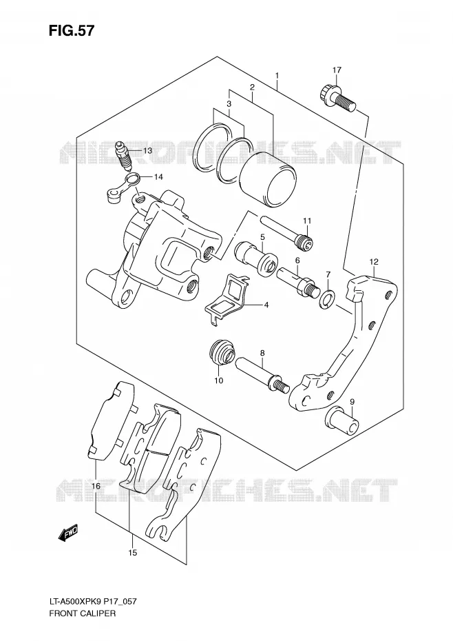 ETRIER DE FREIN AVANT Suzuki QUAD 500 KINGQUAD 2010  LT-A500XPL0(P17)