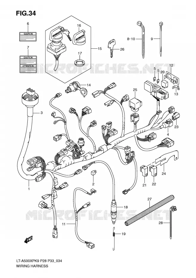 FAISCEAU ELECTRIQUE Suzuki QUAD 500 KINGQUAD 2010  LT-A500XPL0(P28/P33)