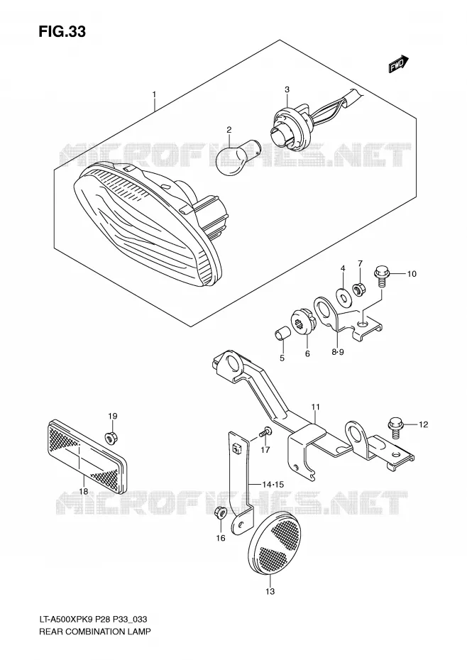 FEU ARRIERE Suzuki QUAD 500 KINGQUAD 2009  LT-A500XPK9(P28/P33)