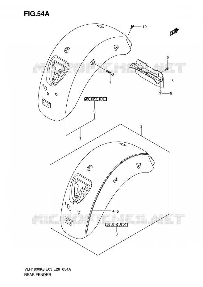 GARDE BOUE ARRIERE (MODEL K9) Suzuki MOTO 1800 INTRUDER 2008  VLR1800TK8(E3/E28)