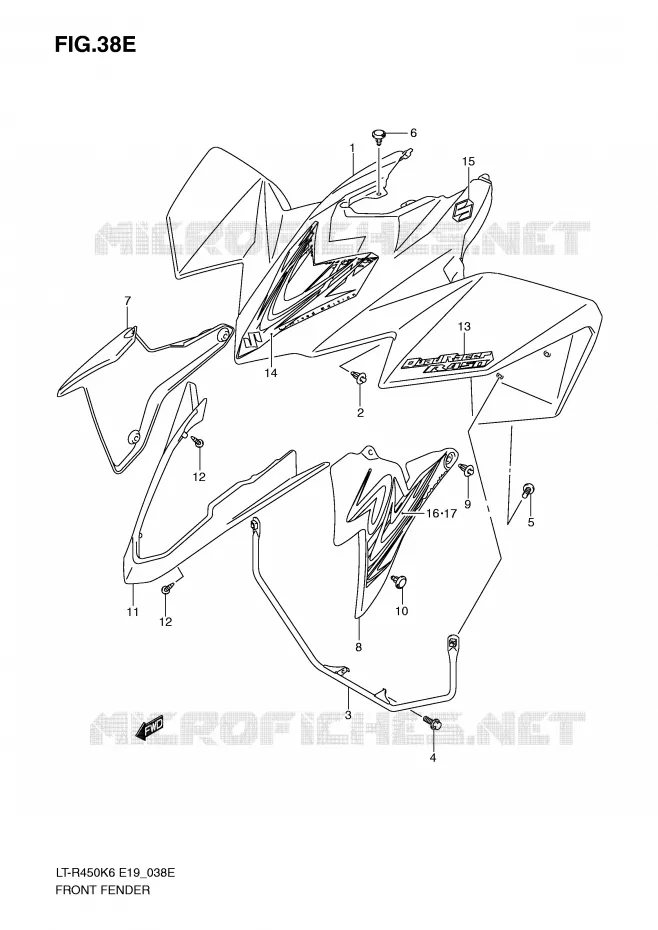 GARDE BOUE AVANT (LT-R450ZK9) Suzuki QUAD 450 QUADRACER 2007  LT-R450K7(E19)