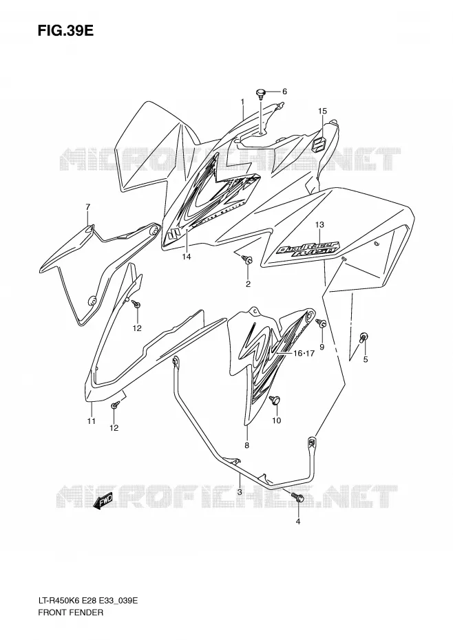 GARDE BOUE AVANT (LT-R450ZK9) Suzuki QUAD 450 QUADRACER 2008  LT-R450K8(E28/E33)