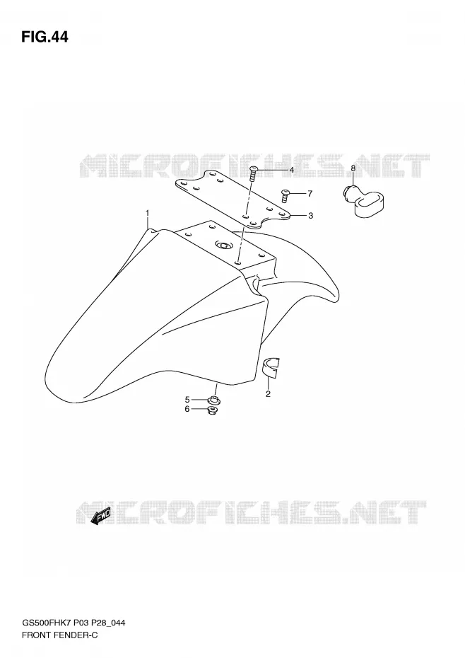 GARDE BOUE AVANT (MODEL K7/K8/K9) Suzuki MOTO 500 GS-E 2009  GS500HK9(P3)