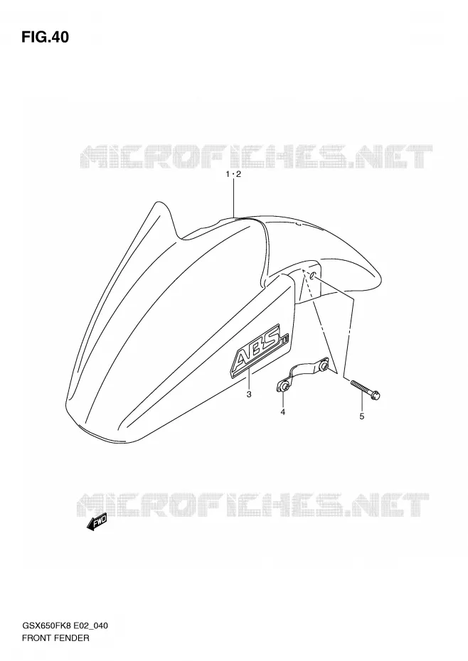 GARDE BOUE AVANT Suzuki MOTO 650 GSX-F 2009  GSX650FUAK9(E2)