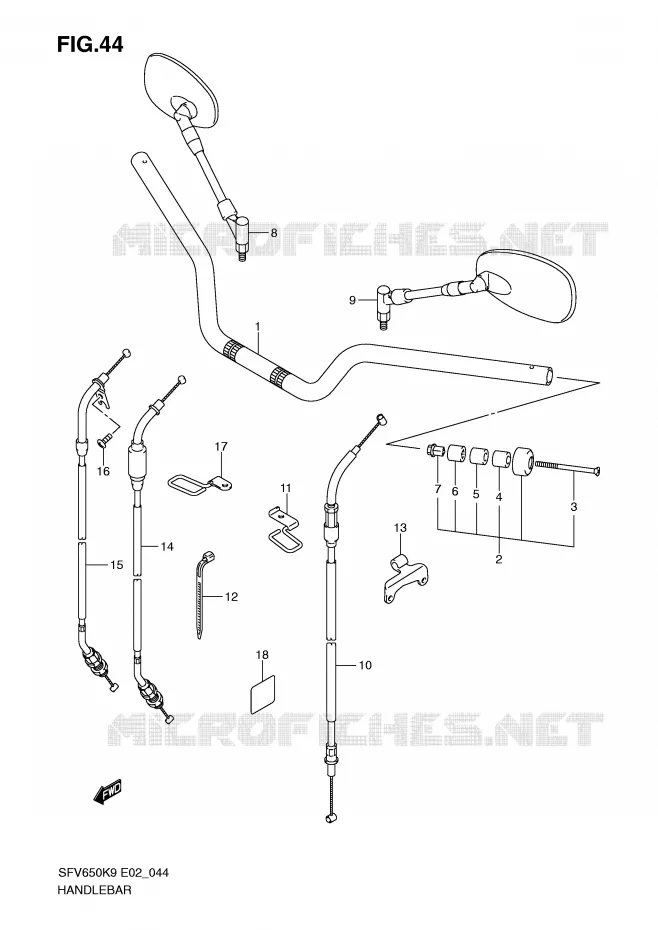 GUIDON Suzuki MOTO 650 GLADIUS 2009  SFV650UAK9(E2)