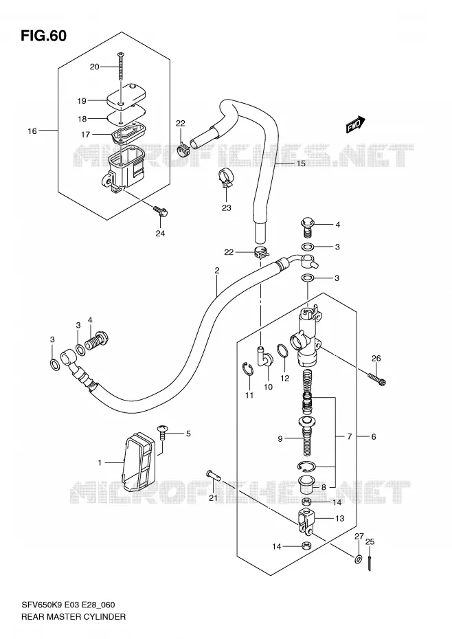 MAITRE CYLINDRE DE FREIN ARRIERE (SFV650K9/L0) Suzuki MOTO 650 GLADIUS 2010  SFV650L0(E3/E28)