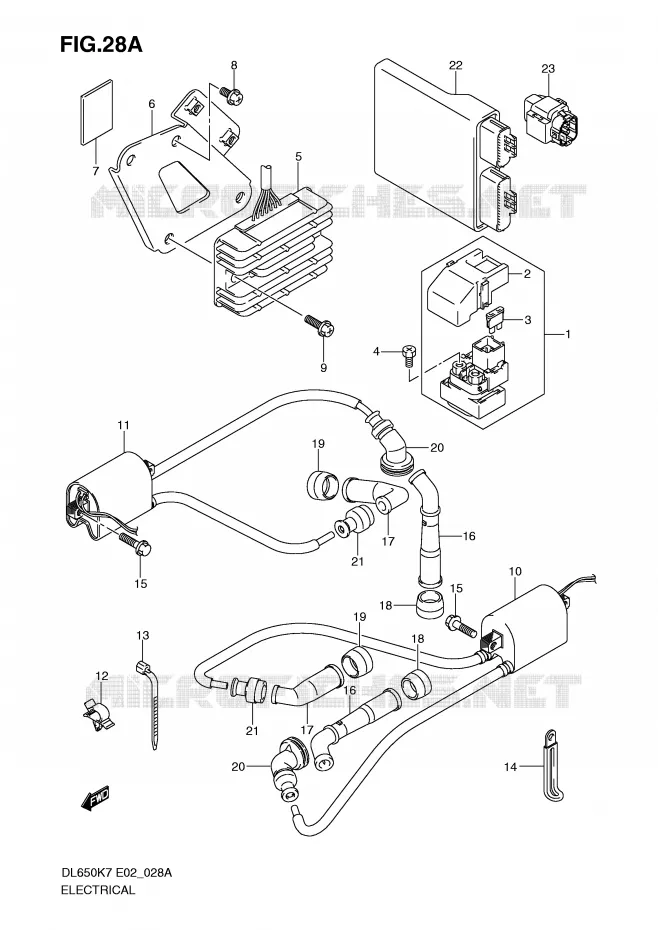 PARTIE ELECTRIQUE (MODEL K8/K9/L0) Suzuki MOTO 650 V-STROM 2010  DL650AL0(E2)