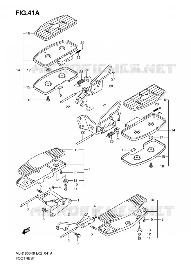 REPOSE PIEDS (VLR1800TK9/TL0 E24) Suzuki MOTO 1800 INTRUDER 2010  VLR1800UFL0(E2)