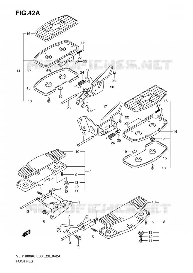 REPOSE PIEDS (VLR1800TK9/TL0) Suzuki MOTO 1800 BOULEVARD 2010  VLR1800TL0(E3/E28)