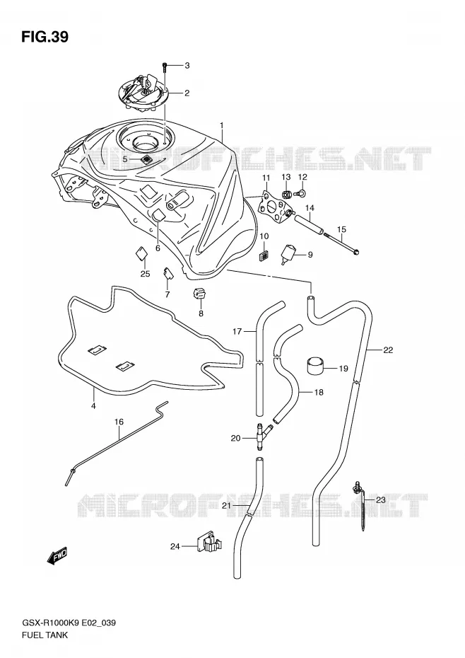 RESERVOIR D'ESSENCE (MODEL K9) Suzuki MOTO 1000 GSX-R 2010  GSX-R1000L0(E2)