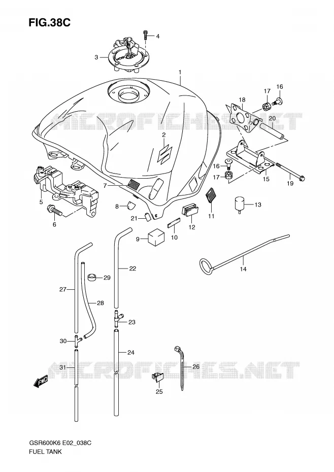 RESERVOIR D'ESSENCE (MODEL K9) Suzuki MOTO 600 GSR 2007  GSR600UAK7(E2)