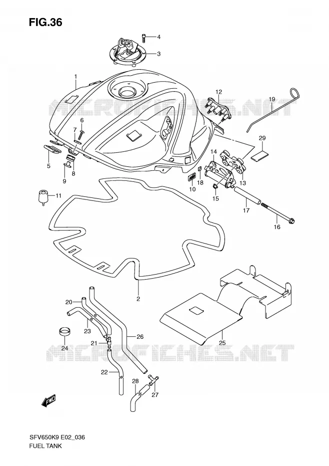 RESERVOIR D'ESSENCE (MODEL K9) Suzuki MOTO 650 GLADIUS 2009  SFV650UK9(E2)