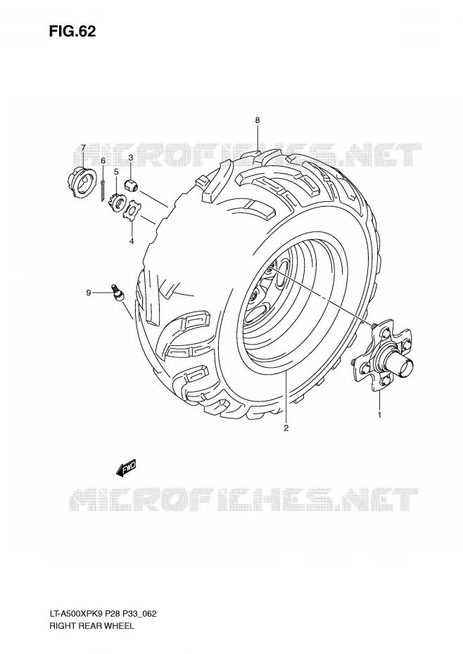 ROUE ARRIERE DROITE Suzuki QUAD 500 KINGQUAD 2009  LT-A500XPZK9(P28/P33)