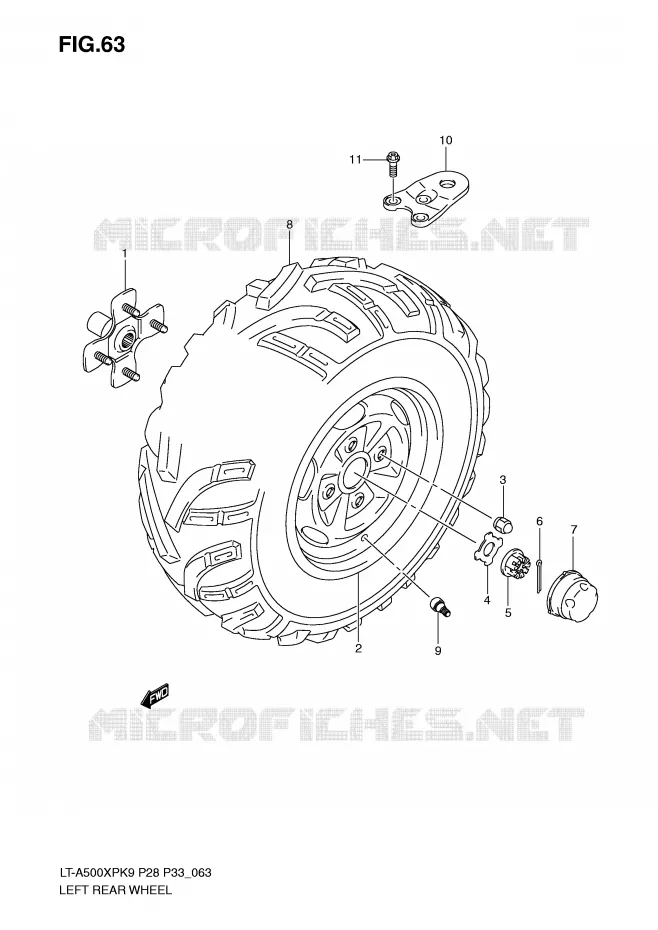 ROUE ARRIERE GAUCHE Suzuki QUAD 500 VINSON 2009  LT-A500XPK9(P28/P33)
