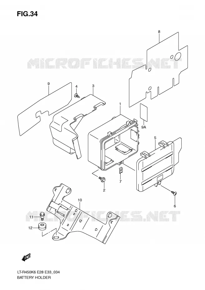 SUPPORT BATTERIE Suzuki QUAD 450 QUADRACER 2008  LT-R450K8(E28/E33)