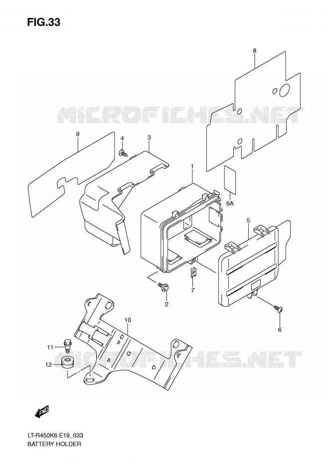 SUPPORT BATTERIE Suzuki QUAD 450 QUADRACER 2008  LT-R450ZK8(E19)