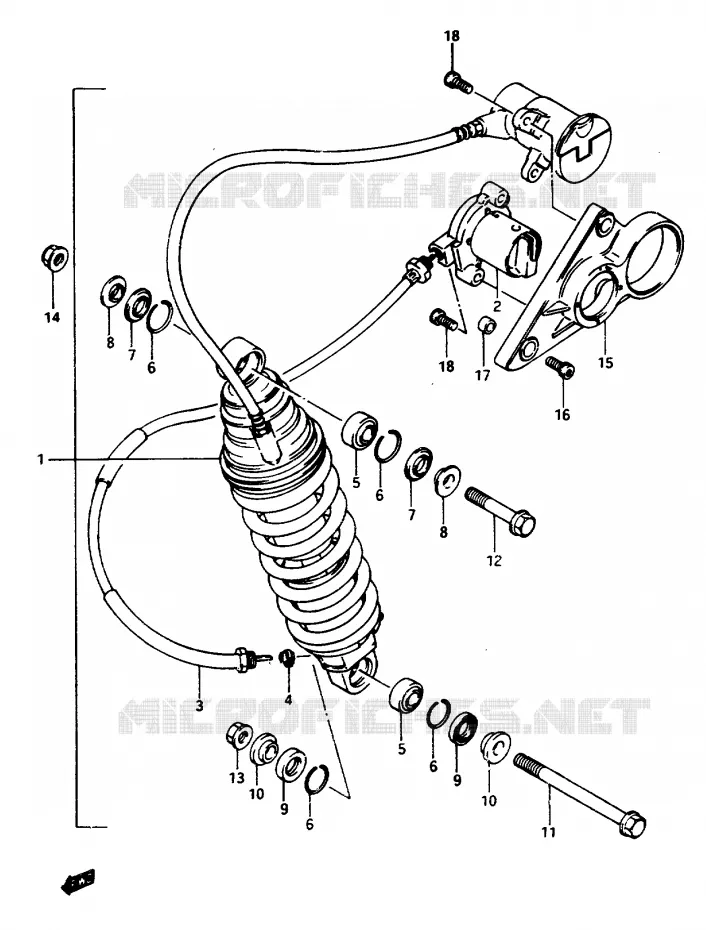 AMORTISSEUR ARRIERE Suzuki MOTO 1100 GSX-E 1985  GSX1100EF(E/F/G)