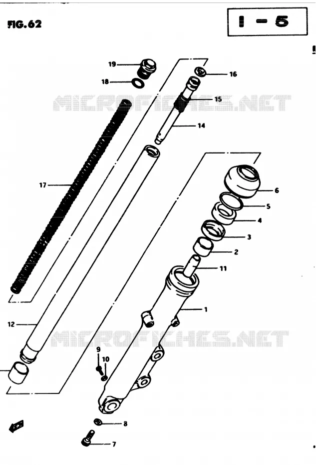 AMORTISSEUR AVANT DROIT (E34) Suzuki MOTO 450 GS 1982  GS450Z(2/Z/D)