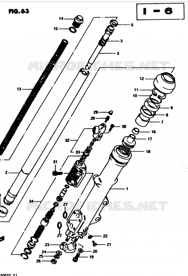 AMORTISSEUR AVANT GAUCHE (E34) Suzuki MOTO 450 GS 1982  GS450Z(2/Z/D)