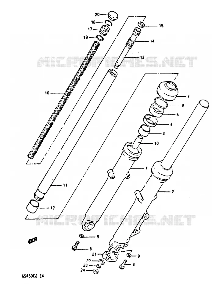 AMORTISSEUR AVANT (MODELE J) Suzuki MOTO 450 GS-E 1984  GS450EE(E/F/G/H/J)