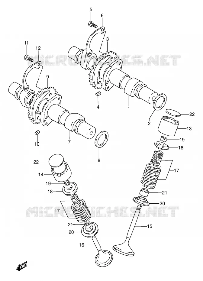 ARBRE A CAMES - SOUPAPES (MODELE R/S/T) Suzuki MOTO 500 GS-E 1995  GS500ES(E2)