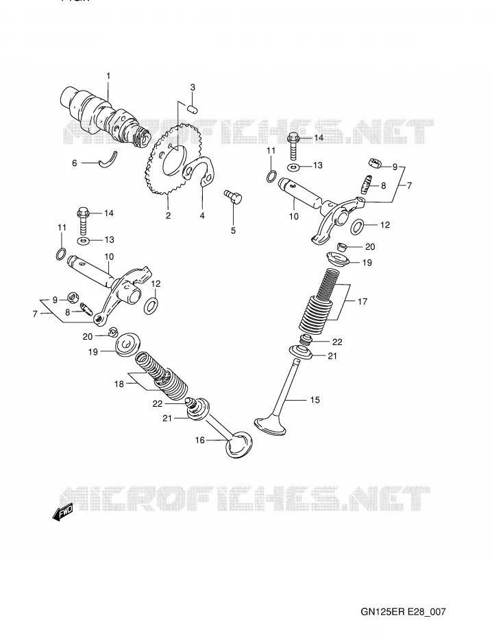 ARBRE A CAMES - SOUPAPES Suzuki MOTO 125 GN 1993  GN125EP(E28)