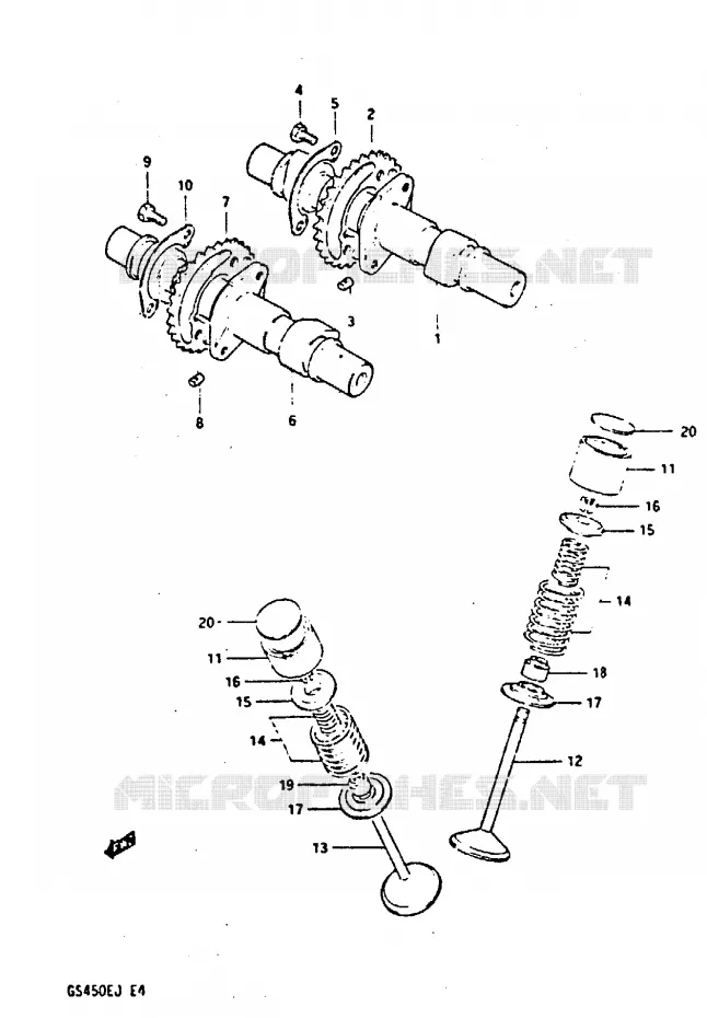 ARBRE A CAMES - SOUPAPES Suzuki MOTO 450 GS-S 1987  GS450SH(E/F/G/H/J)