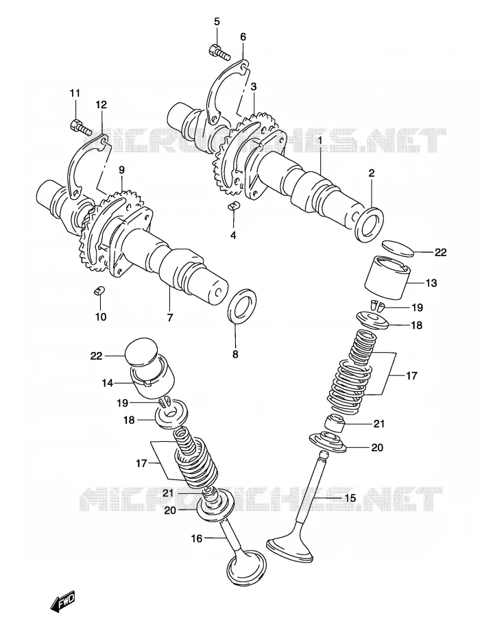 ARBRE A CAMES - SOUPAPES Suzuki MOTO 500 GS-E 2004  GS500UK4(P19)