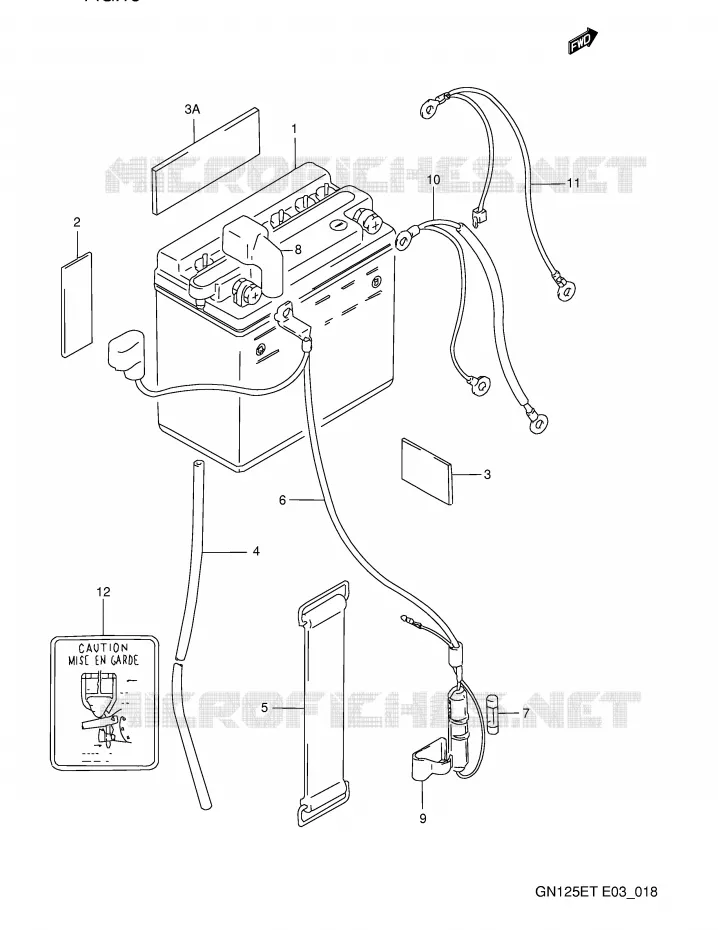 BATTERIE Suzuki MOTO 125 GN 1992  GN125EN(E3)