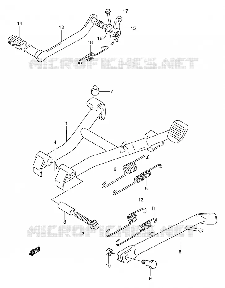BEQUILLE - PEDALE DE FREIN ARRIERE Suzuki MOTO 500 GS-E 1993  GS500EUP(E2)