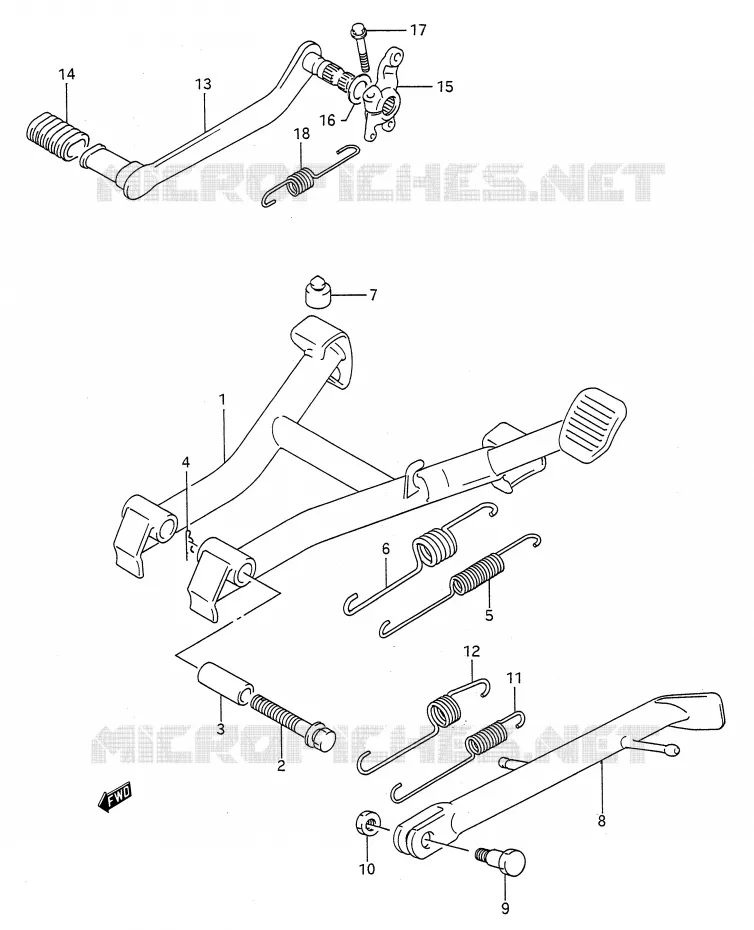 BEQUILLE - PEDALE DE FREIN ARRIERE Suzuki MOTO 500 GS-E 1995  GS500EUS(E28)
